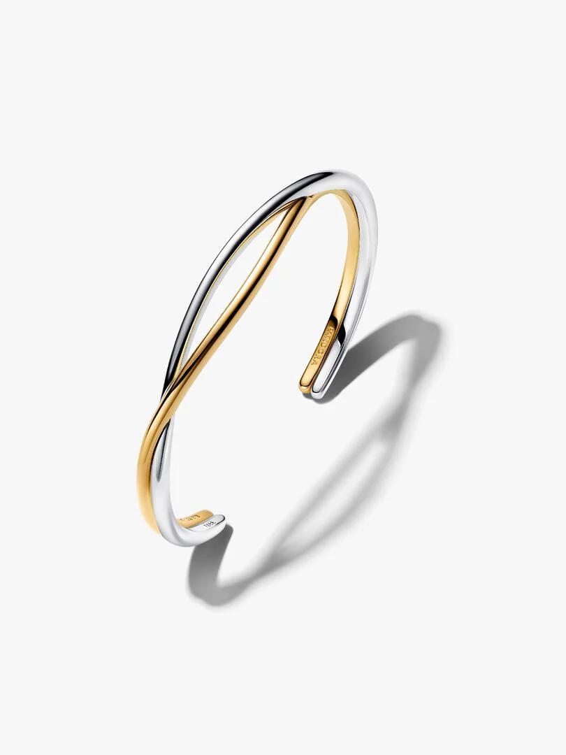 Bracelet Jonc Ouvert Bicolore Entrelacé
